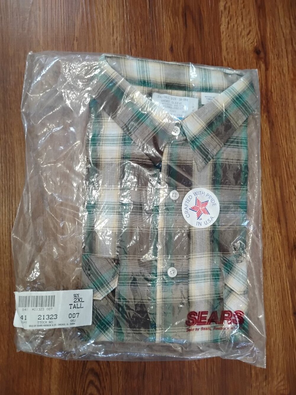 NWT Deadstock Vintage Sears Plaid Short Sleeve Button Shirt